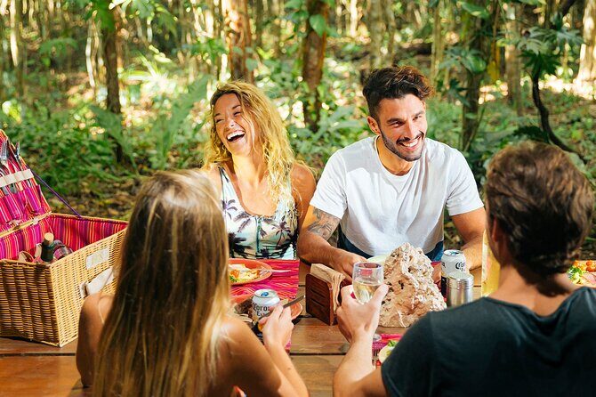 4-in-1 Cenote Tour Guided Experience with Breakfast, Lunch & Wine - K’aak (Fire Cenote): inner tube floating in an open sinkhole