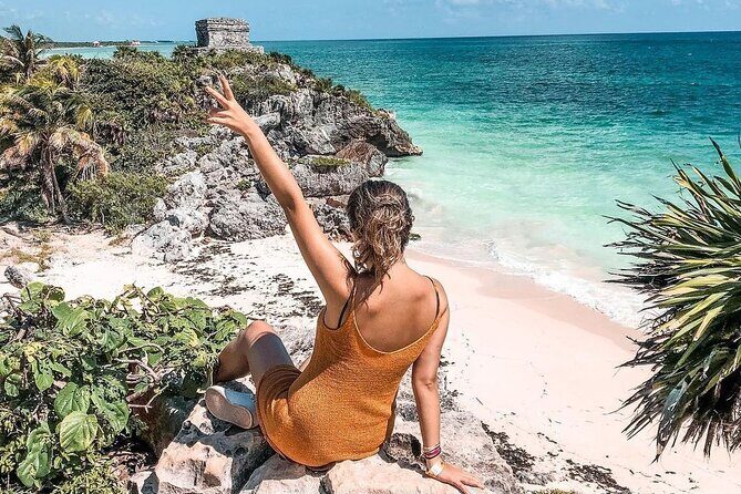 4x1 Full Day Tour: Tulum, Coba, Cenote and PDC, from Cancun - Entering Tulum’s Cliffside World in 90 Minutes