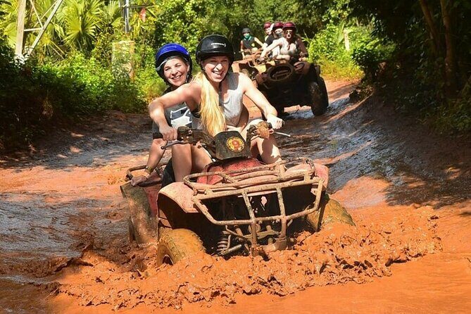 Amazing ATV with Zip Lines and Swim in Cenote with Round Transportation - Safety briefing and the gear fit (helmet, harness, gloves)