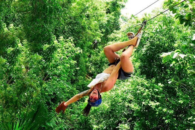 Amazing ATV with Zip Lines and Swim in Cenote with Round Transportation - Zip lines over the trees: 6 lines plus 3 interactive bridges