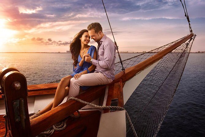 Amazing Romantic Dinner on a Spanish Galeon with Saxophone Music - A Spanish galleon dinner cruise that turns Cancun into a date-night movie