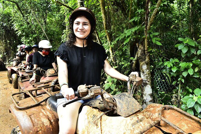 ATV adventure with cenote, ziplines, snack and transport from Cancun or Riviera - Cenote time: ladder descent or Tarzan swing