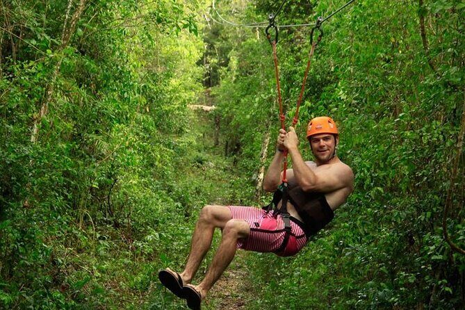 ATV Cenote and Zipline Adventure from Tulum - The cenote: semi-dry cavern swim and guided tunnel exploration