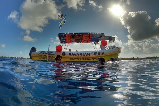 Bavarian Fiesta Snorkel Activity in Glass Bottom Boat at San Miguel de Cozumel - What you get included: gear, snacks, and the Bavarian Package twist