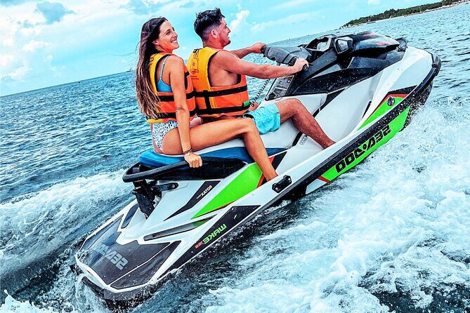 Best Cozumel Jet Ski Tour + Drinks + Snorkeling - Riding Out of San Francisco Beach Club Toward Cozumel’s North Coast