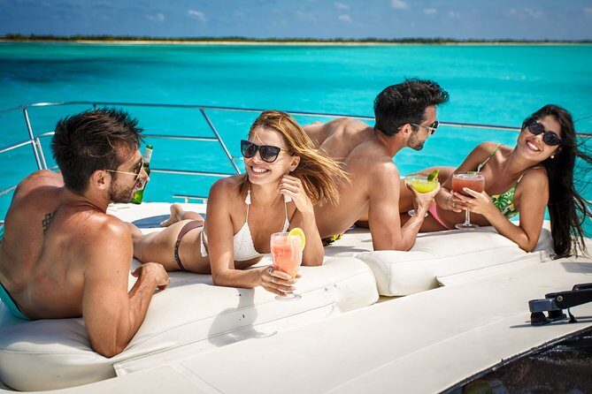 Cancun All Inclusive: Coast & Fun 9h on 50' Cranchi - Isla Mujeres time: swimming, relaxing, and sea-view breaks