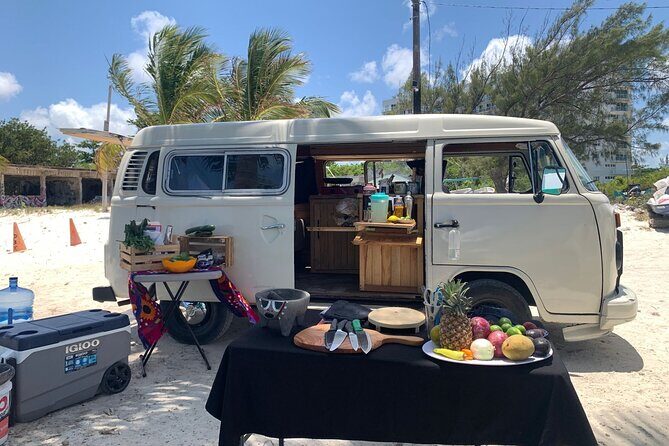 Cancun Beach Seafood Barbecue Class in a Kombi - Open-flame grilling: shrimp, octopus, and the seafood you came for