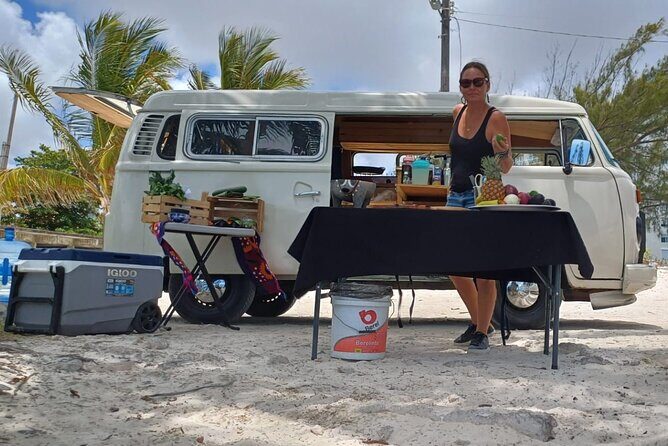 Cancun Beach Seafood Barbecue Class in a Kombi - Scratch salsa and cassava sticks: the starter that sets the tone