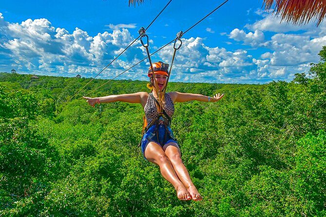 Cancun Cenote Tour: Snorkeling, Rappelling and Ziplining - Three ziplines over the canopy, with a splash landing