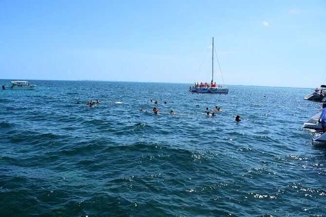 Catamaran Unlimited Adventure to Isla Mujeres" From Cancun - The First Snorkel Stop: Punta Sam El Meco Reef With Art Underwater