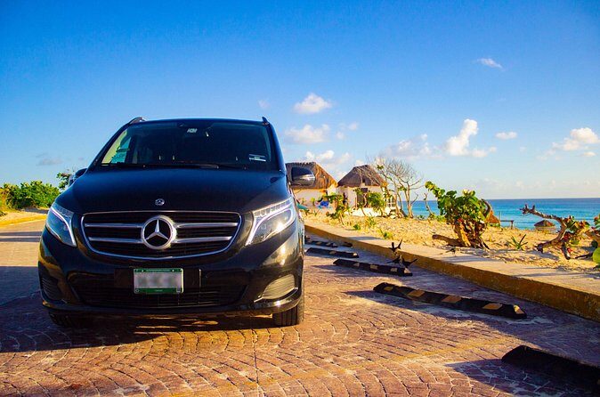 Departures in Mercedes Benz from Tulum to Cancun Airport - Inside the Ride: Mercedes Comfort and Private Group Setup