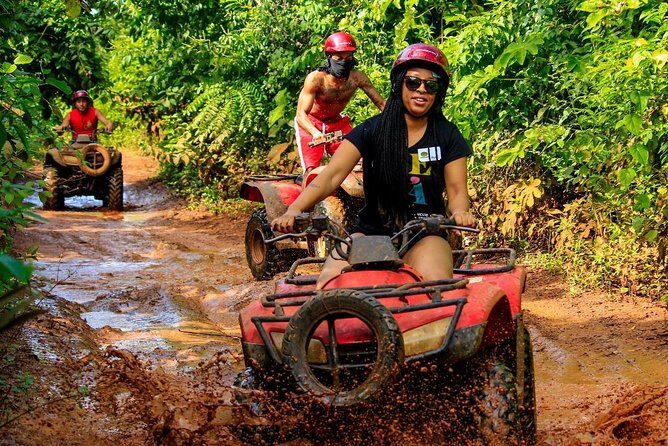 Drive an Atv shared, swim in a Cenote and ziplines in the Cancun - Zip Lines: Safety First, But Expect a Timed Experience