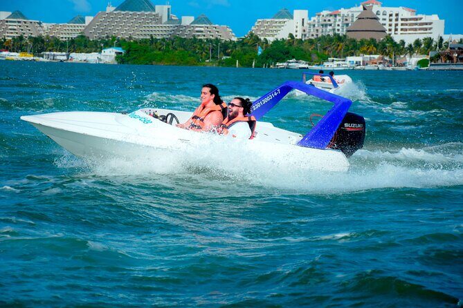 Drive an Speedboat + Mayan Ritual + Food Tasting and More! - Nichupte Lagoon speedboat: you may drive, and you’ll definitely move fast