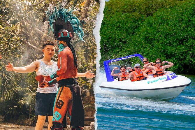 Drive an Speedboat + Mayan Ritual + Food Tasting and More! - Mayan Path at Puerto Maya: bridges, dances, and stela replicas