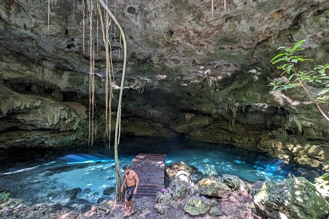E-bike cenote jungle city tour in Playa del Carmen - Cenote Swim Stop: Snorkel and Dock Jump Time