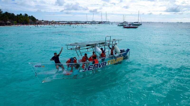Isla Mujeres: Excursion Crystal Boat Tour at the Caribbean - A transparent boat makes reef viewing effortless