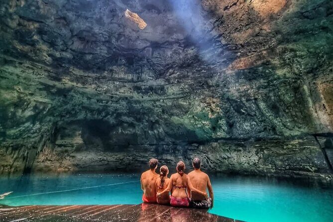 Private Tour 3 Cenotes & Valladolid Suytun Oxman Saamal Lunch - Stop 3: Hacienda Oxman Cenote with vegetation and limestone