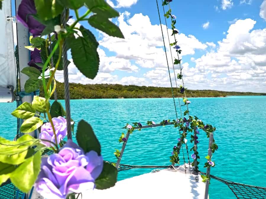 Sail for 4 hours in the most SECRET spot in Bacalar. INCLUDES Beach Club. - Entering the Catamaran Life: Comfort, Safety, and Mayan Words