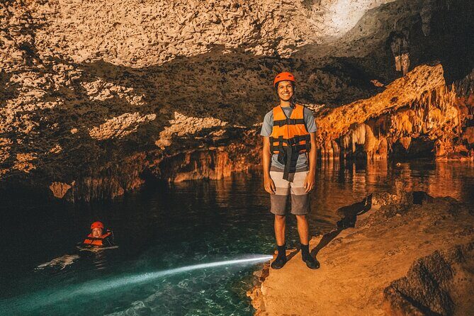 Snorkel Tour! Turtles & Underground Cenote from Playa del Carmen - Puerto Aventuras Underground Cenote: Swim, Stalactites, and Cool Water