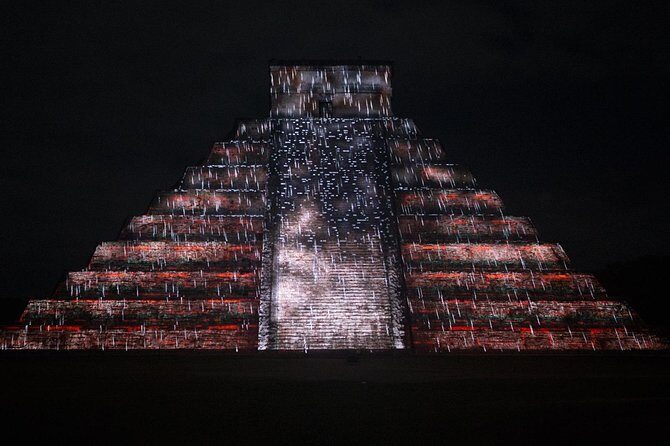 The majestic night show of kukulkan in Chichen Itza Valladolid & Cenote included - From Cancun: a long day built around Chichen Itza at night