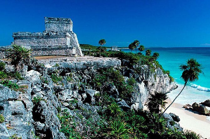 Tulum Akumal Snorkel Tour and 4 Cenotes Small Group All Fees Incl - Tulum Archaeological Site: beachside views plus a mandatory cash stop