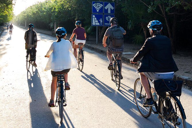 Tulum Bike Tour Tulum Maya Ruins Cenote Swimming Pueblo History Art Tacos Lunch - Getting on the Bike: Helmet, 7-Gear Urban Bike, and Safety Across Busy Roads