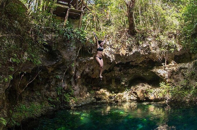 Zapote Cenotes Adventure Tour Prehistoric Park - Las Palmas cenote: zip-line time plus a real place to rest