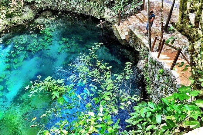 Zapote Cenotes Adventure Tour Prehistoric Park - Stop 1 at Zapote Ecopark: platforms, open-water swim, and Las Palmas zip lines