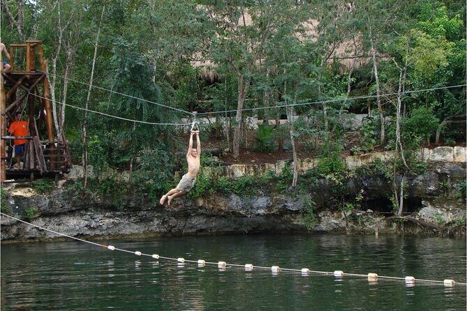 Ziplining and Cenote Tour from Cancun - Sliding into a cenote: the swim part that cools you down